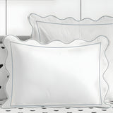 400TC Cotton Scallop Embroidery & Border Sateen Solid Duvet Cover Set
