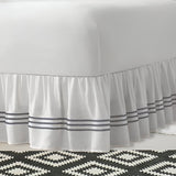 400TC Sateen Solid Cotton Triple Embroidered Gathered Bed Skirt