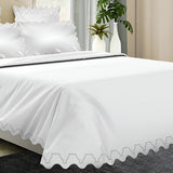 Imaginary Scallop 400TC Cotton Embroidery Sateen Solid Duvet Cover Set