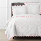Allena 400TC Cotton Scallop Embroidery Sateen Microcheck Duvet Cover Set