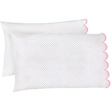 Allena 400TC Cotton Scallop Embroidery Sateen Microcheck Pillowcases (Set Of 2)
