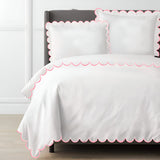 Allena 400TC Cotton Scallop Embroidery Sateen Solid Duvet Cover Set