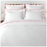 400TC Cotton Scallop Embroidery Sateen Solid Duvet Cover Set