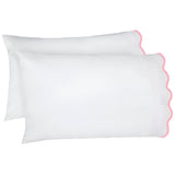 400TC Cotton Scallop Embroidery Sateen Solid Pillowcases (Set Of 2)