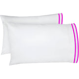 400TC Embroidery & Border Cotton Sateen Solid Pillowcases (Set Of 2)