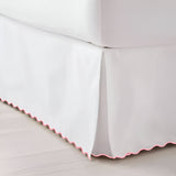 400TC Sateen Solid Cotton Scallop Embroidery Tailored Bed Skirt