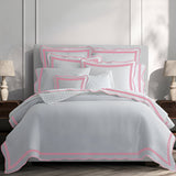 400TC Wavy Embroidery & Border Cotton Sateen Solid Duvet Cover Set