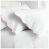 400TC Cotton Scallop Embroidery Sateen Solid Pillowcases (Set Of 2)