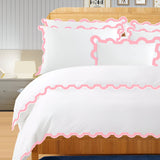 400TC U Shape Applique Embroidery Cotton Duvet Cover Set