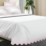 Imaginary Scallop 400TC Cotton Embroidery Sateen Solid Duvet Cover Set