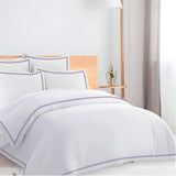 400TC Cotton Double Edge Embroidery Sateen Solid Duvet Cover Set