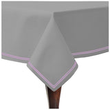 Double Embroidery Border Sateen Cotton Solid Table Cloth - Light Grey