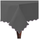 Scallop Embroidery Sateen Cotton Solid Table Cloth - Dark Grey
