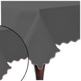Scallop Embroidery Sateen Cotton Solid Table Cloth - Dark Grey