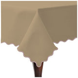 Scallop Embroidery Sateen Cotton Solid Table Cloth - Taupe