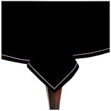 Single Embroidery Border Sateen Cotton Solid Table Cloth - Black