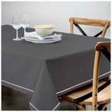 Single Embroidery Border Sateen Cotton Solid Table Cloth - Dark Grey