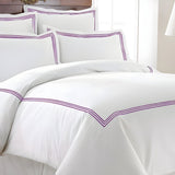 400TC Cotton Triple Embroidery Sateen Solid Duvet Cover Set