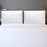 400TC Zig & Zag U Shape Scallop Embroidery Cotton Solid Sheet Set