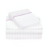 400TC Single Embroidery Sateen Stripe Cotton Sheet Set