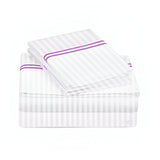 400TC Double Embroidery Sateen Stripe Cotton Sheet Set