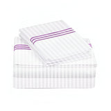 400TC Triple Embroidery Sateen Stripe Cotton Sheet Set