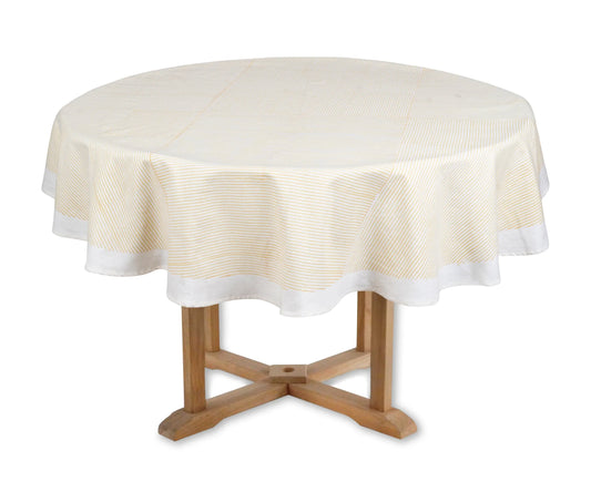 Beige Printed Round Tablecloth