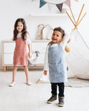 Linen apron for kids in Blue melange