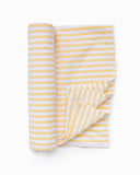 Linen beach towel in Striped yellow
