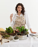 Linen bib apron in Botanical print