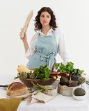 Linen bib apron in Dusty blue