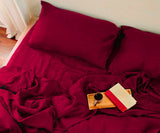 Burgundy Linen Sheet Set – 100% Linen