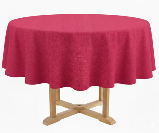 Linen Tablecloths Round - Cherry Red