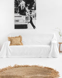 Linen couch cover in White