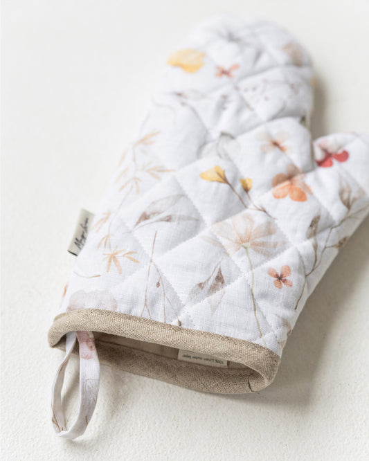 Linen oven mitt (1 pcs) in Meadow print