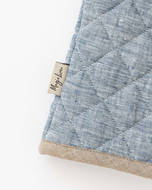 Linen oven mitt (1 pcs) in Blue melange