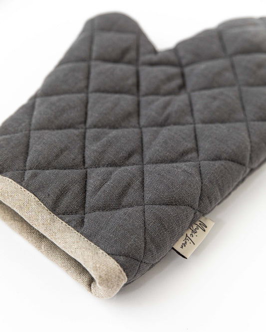 Linen oven mitt (1 pcs) in Charcoal gray