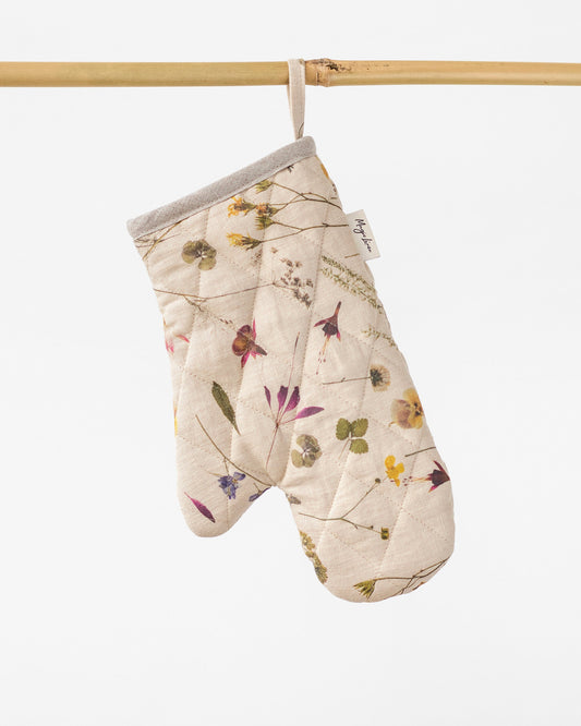Linen oven mitt (1 pcs) in Botanical print