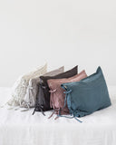 Linen pillowcase with ties in Light gray