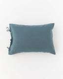 Linen pillowcase with ties in Gray blue