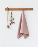 Linen tea towel in Woodrose