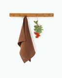 Linen tea towel in Chocolate brown