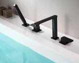 ANZZI Shore 5-Hole Deck Mount Tub Filler, 3-Handle Control, Integrated Hand Sprayer, Solid Brass, 1.8 GPM Flow, cUPC Certified, Various Finishes