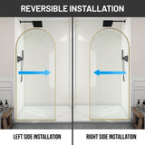 Ember Series 34 in. x 78 in Framed Arch Fixed Shower Screen Door with 8mm Tempered Clear or Fluted Glass