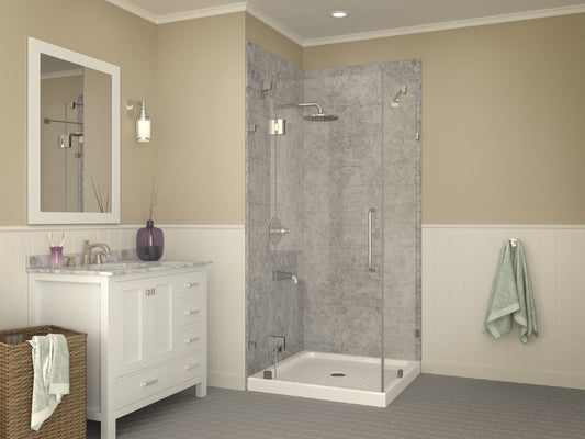 Valley Base Series 38 in. L x 38 in. W Corner Shower Shower Pan Base with Center Drain in Glossy White Marine Acrylic