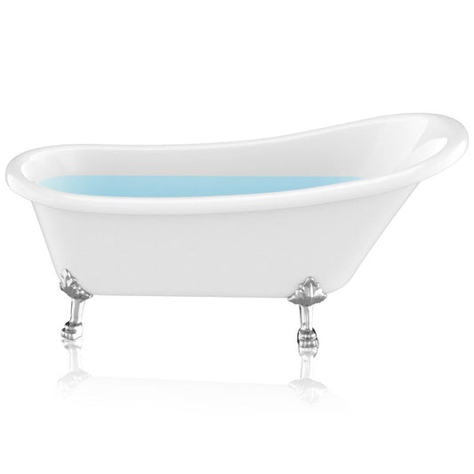 Clawfoot Series 67 in. x 30 in. Soaking Freestanding Bathtub with Center Drain in White with Polished Chrome Feet