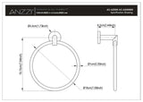 ANZZI Caster 2 Towel Ring, RHINO ALLOY Certified Stainless Steel & Zinc, Scratch Resistant Surface, 4 lb. Capacity, Multiple Finishes