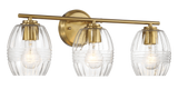 Luster Three Lights Vanity With Clear Glass for Bathrooms above Mirror  Wall Lamp - Satin Brass