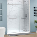 Kahn Series 48 in. x 32 in. Alcove Shower Base and Frameless Sliding Shower Door Combo with Tsunami Guard