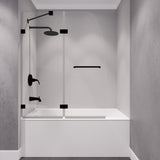Herald Series 48 in. x 58 in. Frameless Hinged Tub Door with Clear Tempered Glass and Tsunami Guard